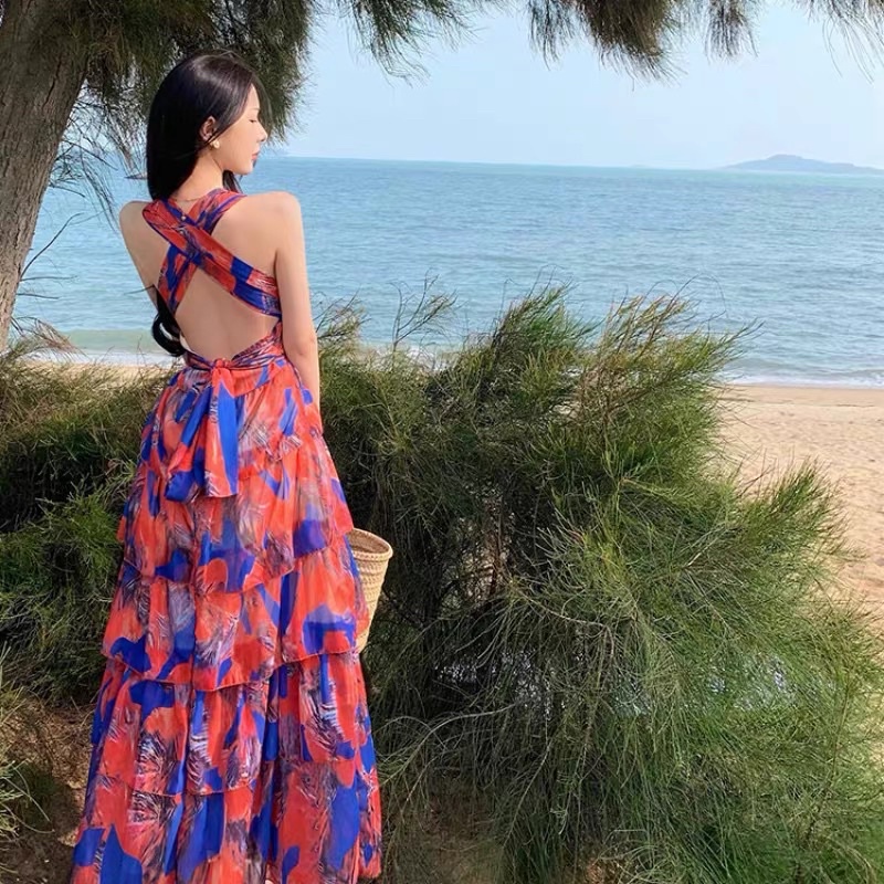 Váy đi biển xếp tầng Quảng Châu, mẫu mới nhất hottrend 2022