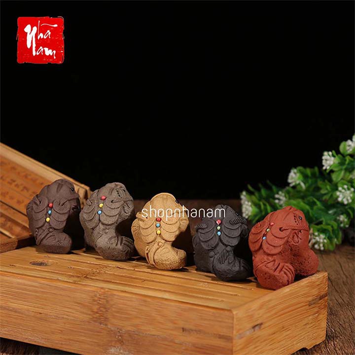 Tượng thiềm thừ cóc tài lộc gốm tử sa trang trí nhà cửa phụ kiện cóc trang trí bàn trà
