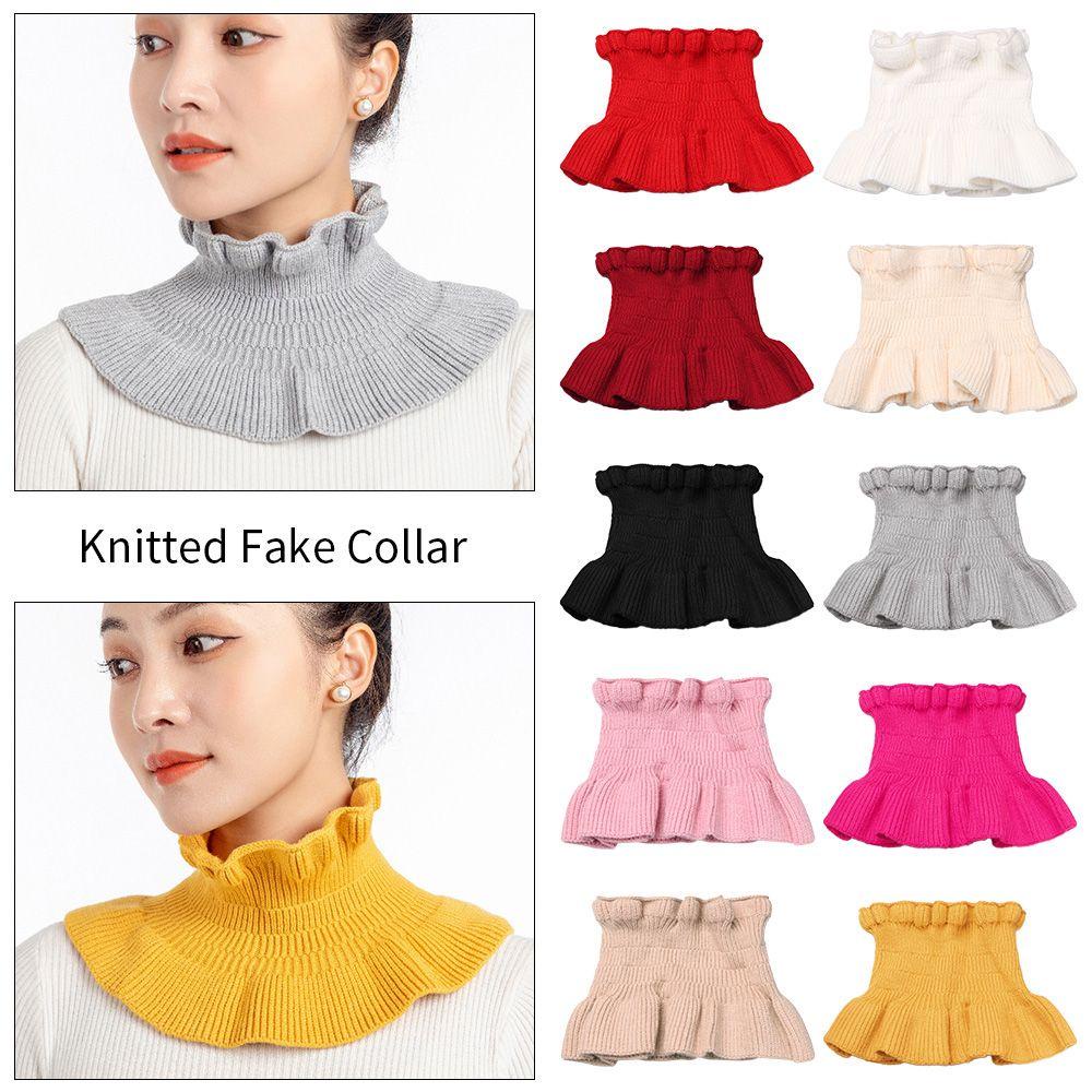 HS Cổ Áo Giả Dệt Kim Co Giãn Chống Gió Mùa Đông Với Tai Gỗ Có Thể Tháo Rời