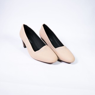 Giày Búp Bê Gót Vuông Da Mềm 5p