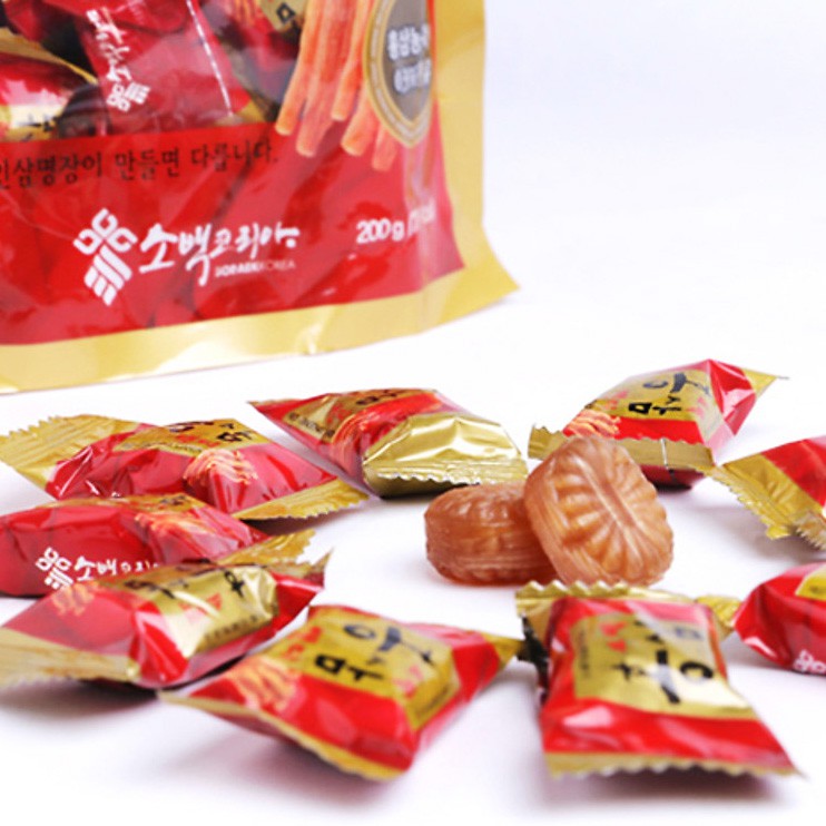(Date: 06/2022) [ NGỌT NGÀO HƯƠNG THƠM HỒNG SÂM ] 01 Túi x 200gr Kẹo Hồng Sâm Candy Ginseng Hàn Quốc.