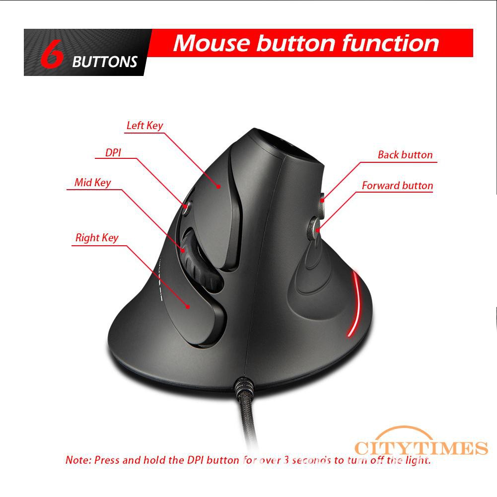 〖Ci〗 ZELOTES 3200DPI Gaming Mouse Upright Wired 6 Button LED Desktop Game Mouse