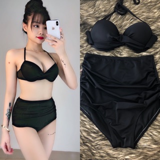 Bikini đen cạp cao