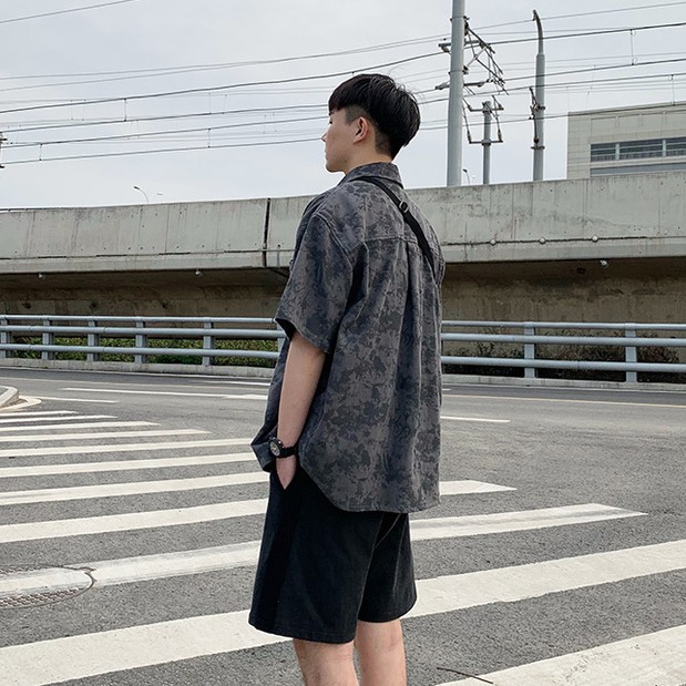 Áo Sơ Mi Tay Ngắn Dáng Rộng Phối Màu Nhuộm Kiểu Hàn Quốc Cá Tính Cho Nam ÁO Sơ Mi Nam Big Size Sơ Mi Nam Cao CấP ÁO Sơ Mi Unisex