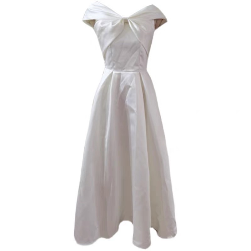 Đầm đi tiệc phi bóng bẹt vai dáng dài siêu đẹp kèm feedback thật