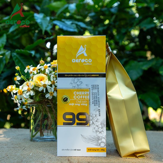 Hộp 250g Cà phê Đặc sản_Specialty Coffee 99 AEROCO nguyên chất 100%, rang mộc, hậu vị ngọt thơm, chế biến mật ong vàng