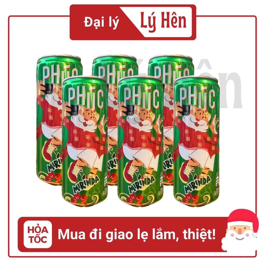 Lốc 6 Lon Nước Ngọt Có Gas Mirinda Soda Kem Bao Bì Xuân Tết - Mirinda Xanh Soft Drink Lon 330ml Date Luôn Mới