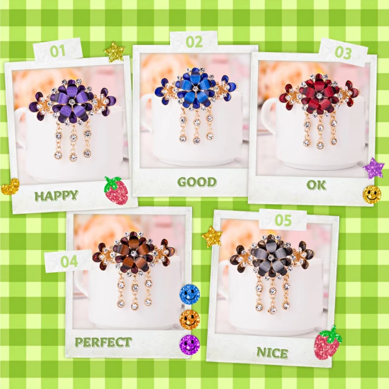 Trâm Cài Tóc Hình Hoa Đính Đá Phối Tua Rua Phong Cách Retro Trung Hoa