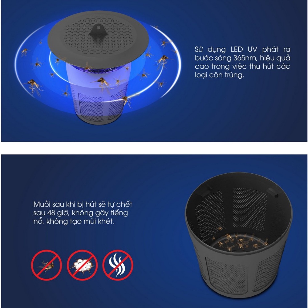 Đèn Bắt Muỗi Rạng Đông Diệt Muỗi Và Côn Trùng Hiệu Quả Sử Dụng LED UV Không Tiếng Ồn Không Hóa Chất Độc Hại Sức Khỏe - H