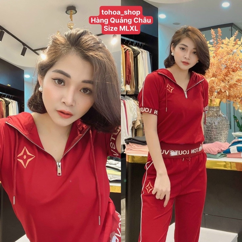Bộ ngủ nữ,sét thể thao cổ kéo khoá có mũ,đồ mặc nhà đẹp chất vải Umi cotton hàng quảng châu cao cấp,Size MLXL,tohoa_shop