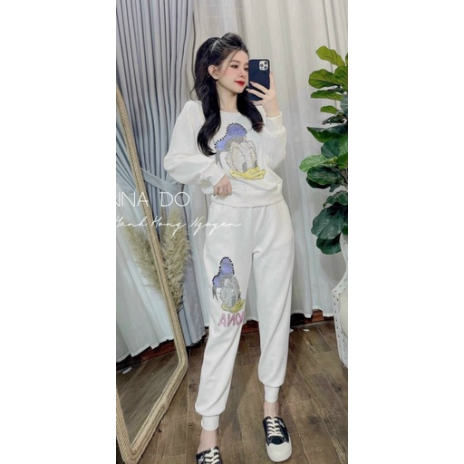 SÉT BỘ NỈ NỮ THỂ THAO NỮ MẶC CHỐNG NẮNG ĐI CHƠI CHÚ VỊT KUTE SIÊU HOT PU