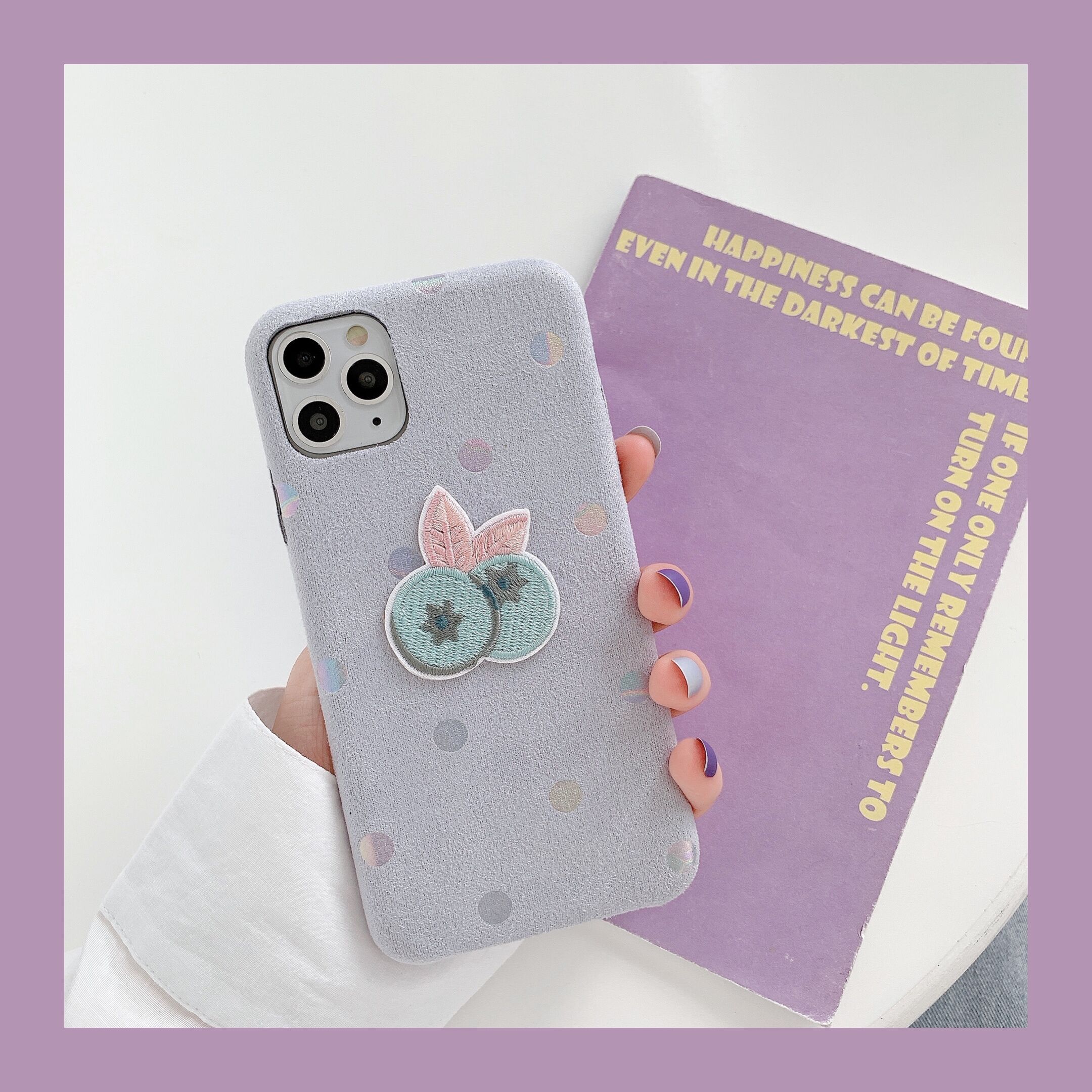 Mobile phone case iPhone 11  iPhone 7 / 8 plus  X  XS  XSMAX  XR  11 PRO MAX  iPhone case Handmade nghề thêu strawberry mangosteen   Anti-fall