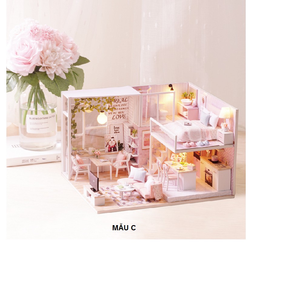 Mô hình nhà búp bê bằng gỗ lắp ghép