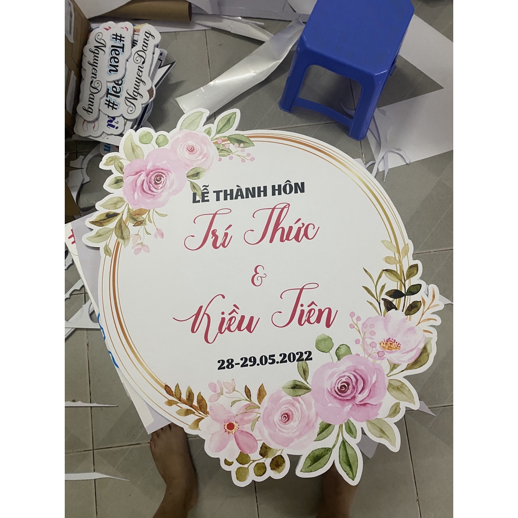 Bảng form, bảng tên đám cưới, lễ vu quy, Đính hôn treo backdrop, Cổng hoa Fomex 5mm