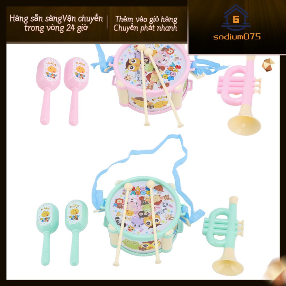 Sodium075 6 cái Đồ chơi âm nhạc giáo dục cho bé Bộ trống Nhạc cụ lắc gõ trên bộ búa cát