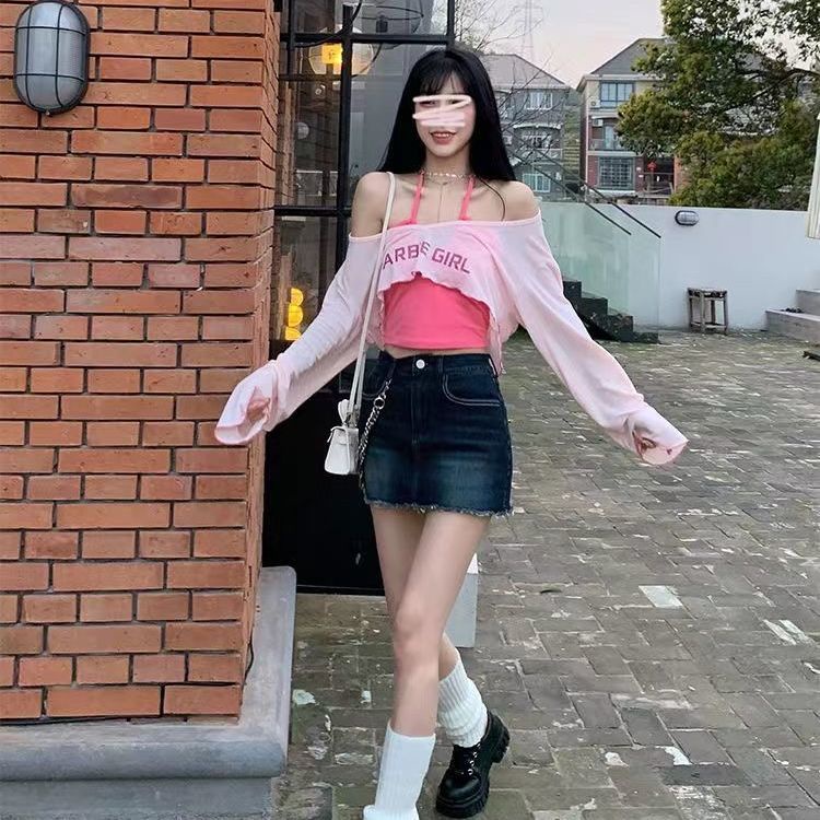 Set đồ COZOKC gồm áo cổ yếm và áo thun tay dài chống nắng thời trang