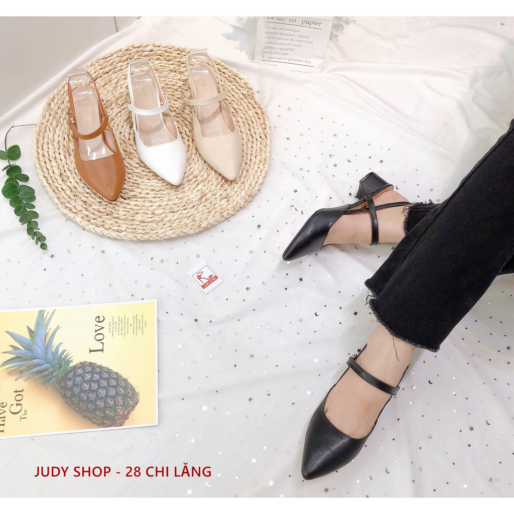 Giày Sandal Nữ - Giày Sandal Bít Mũi Vintage Khuy Cao 4p
