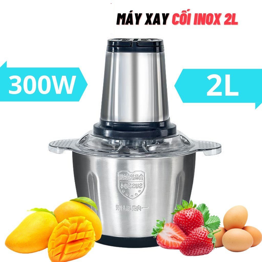 Máy Xay Thịt FREE SHIP Máy xay sinh tố cầm tay Cối Inox 4 Lưỡi Đa Năng,Công suất 300W xay thịt, tỏi ớt, rau củ quả.