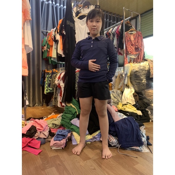 Áo cotton thu đông cổ bẻ bé gái, hàng dư