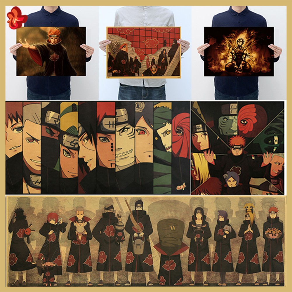 Tranh Treo Tường Trang Trí Hình Naruto Akatsuki, tấm áp phích, poster giấy treo tường giá rẻ