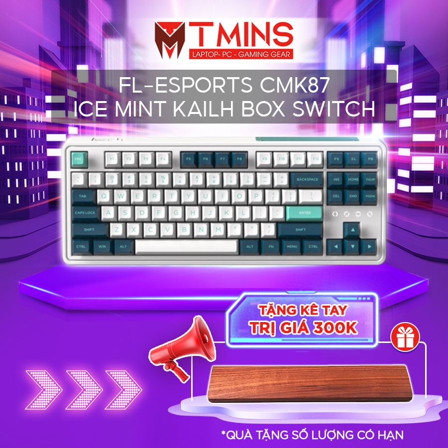 [Mã ELHAMS5 giảm 6% đơn 300K] Bàn Phím Cơ FL CMK87 Hàng Chính Hãng (Kailh Box Cool Mint Switch)