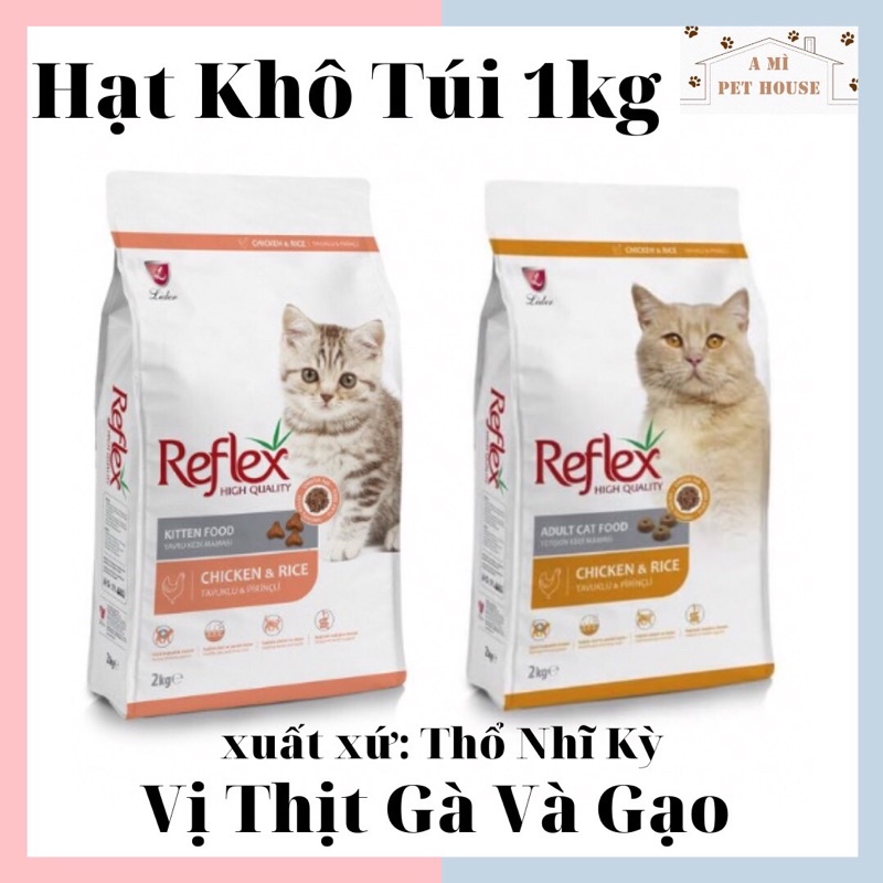 Hạt khô REFLEX cho Mèo Con và Mèo Lớn vị thịt gà và gạo - Thức ăn cho mèo con túi 1kg