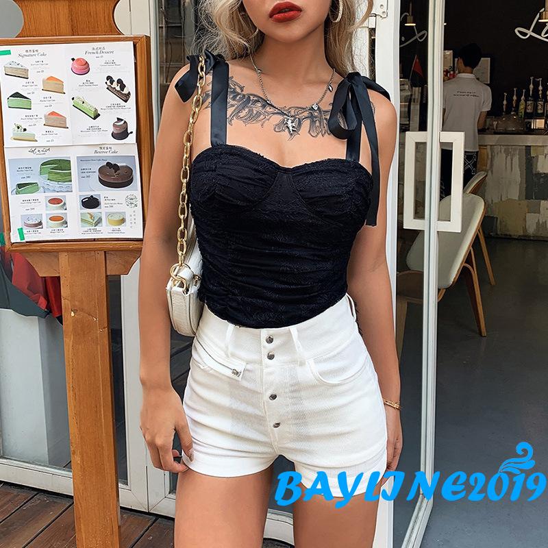 Áo hai dây phối ren kiểu dáng thời trang dành cho nữ