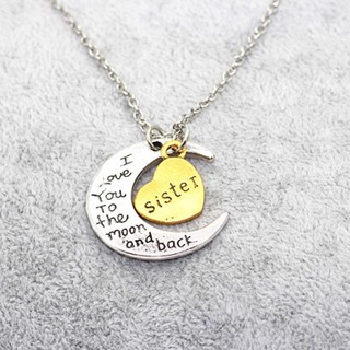 Dây Chuyền Mặt Trăng Khuyết Khắc Chữ I Love You To The Moon And Back