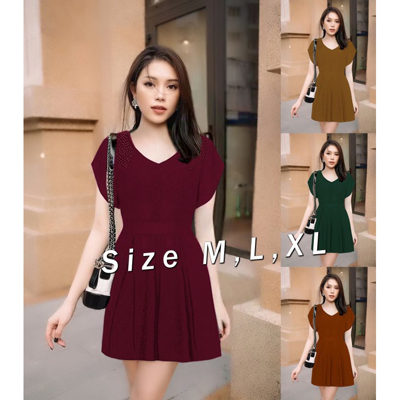 Set bộ áo giả váy quần rời kết hạt hai bên vai thiết kế cao cấp
