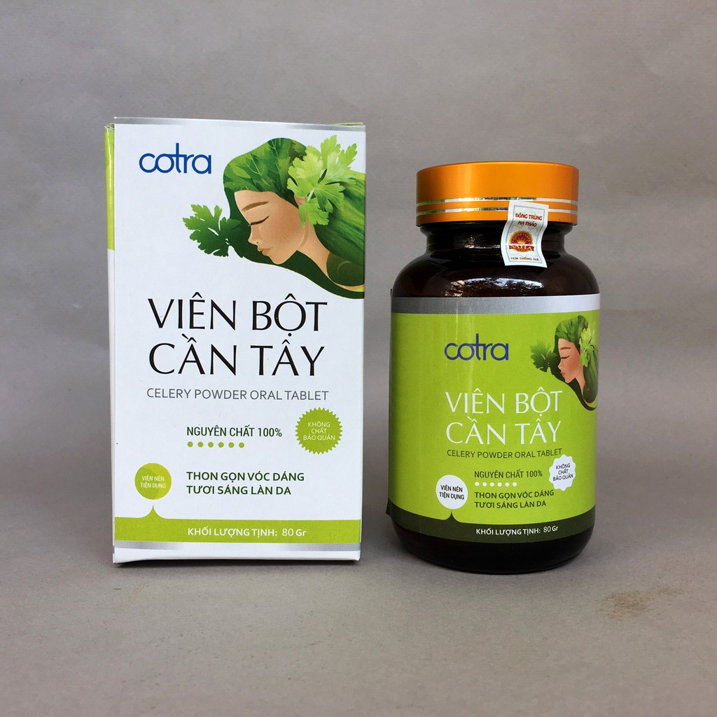 Viên bột cần tây mật ong sấy lạnh nguyên chất Cotra (Hộp 80g) giúp giảm cân, detox thanh lọc cơ thể, làm đẹp da trắng da