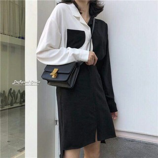 sơ mi phối đen trắng