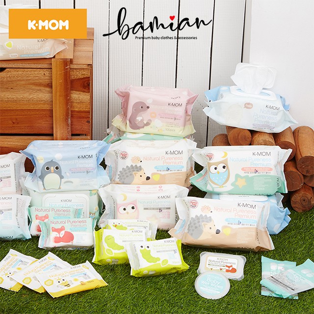 Khăn giấy ướt vân nổi cao cấp K-MOM Hàn Quốc an toàn cho bé 100 tờ