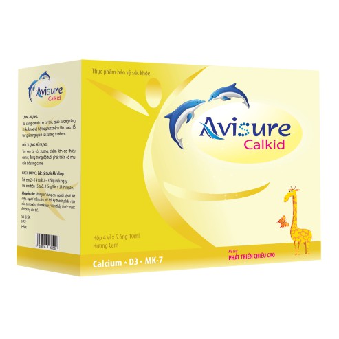 Avisure Calkid - Công thức kép Canxi, Vitamin D3, Vitamin K2 giúp tăng hấp thu canxi vào ruột và xương cho bé