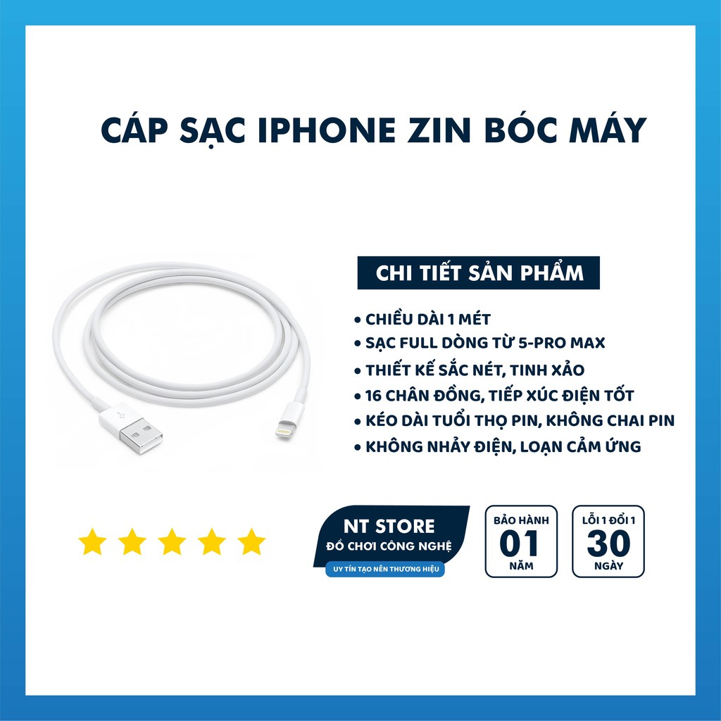 Dây sạc zin chính hãng iphone 6 7 8 X promax, ipad cao cấp chống đơ chống giật