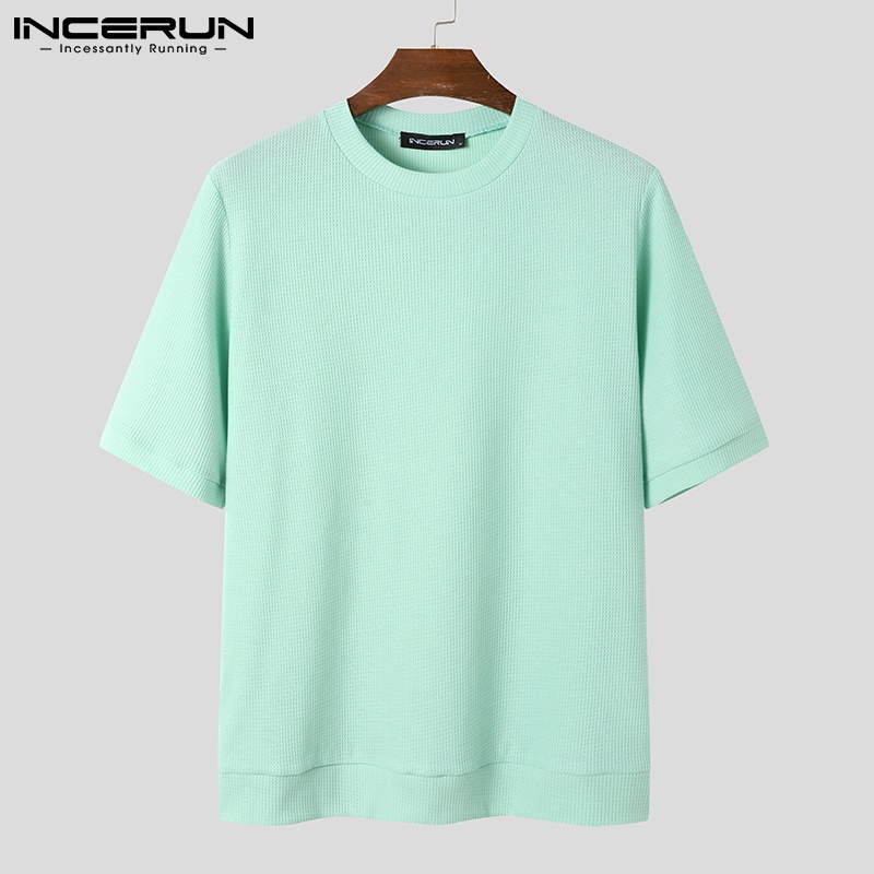 Áo thun INCERUN trơn tay ngắn dáng rộng 3 màu sắc tùy chọn đơn giản dành cho nam giới