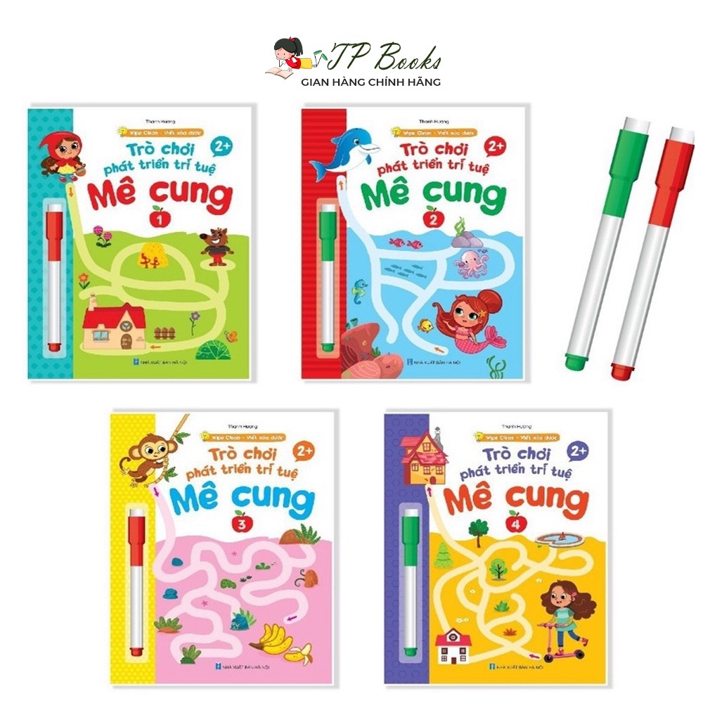 Sách - Bộ Trò Chơi Mê Cung Phát Triển Trí Tuệ 1234 - Phiên Bản Wipe Clean: Viết Xóa Được (Dành Cho Trẻ 2-6 Tuổi)