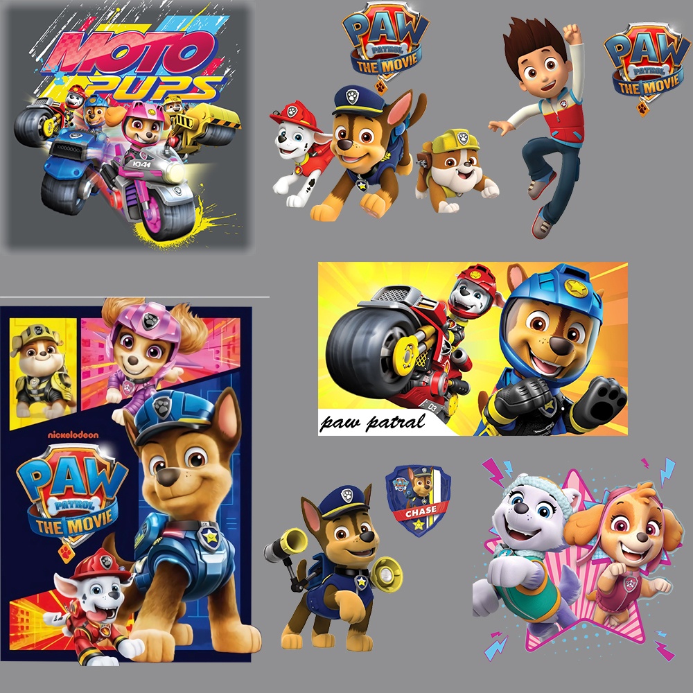 Miếng Dán Trang Trí Quần Áo In Hoạt Hình Paw Patrol Chase Mashall Ryder Sky Iron Dễ Thương
