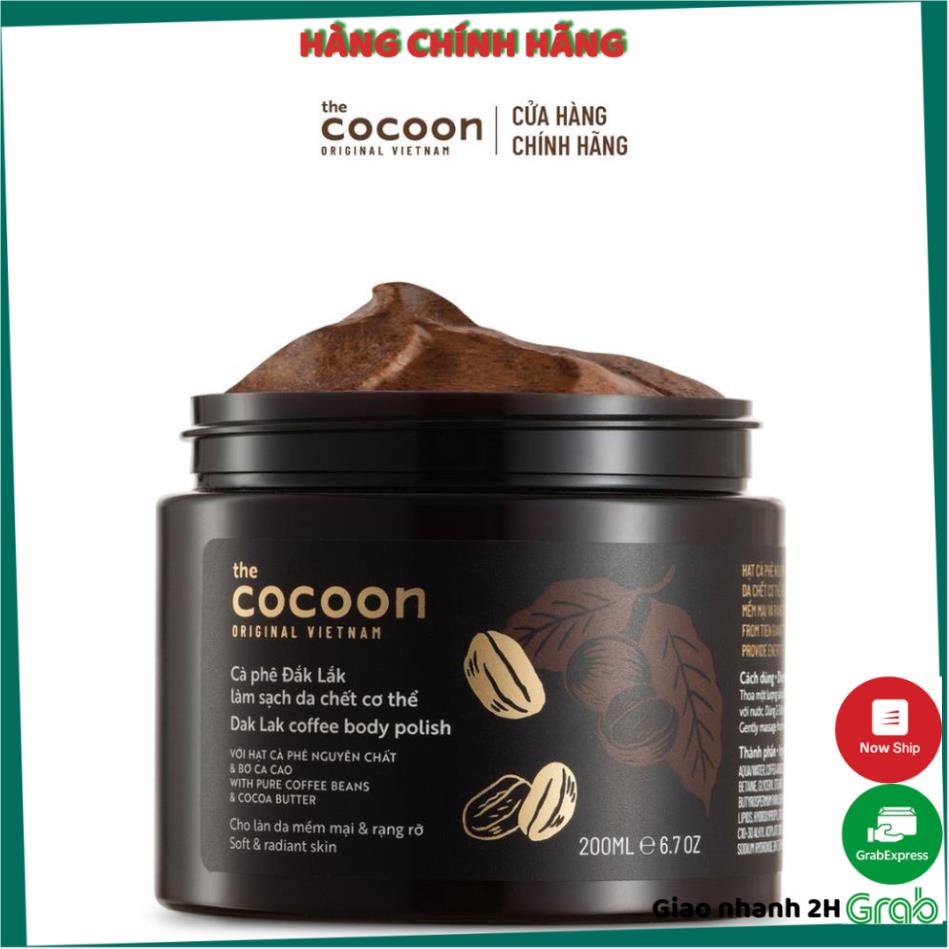 Tẩy da chết cơ thể cà phê Đắk Lắk Cocoon cho làn da mềm mại và rạng rỡ 200ml