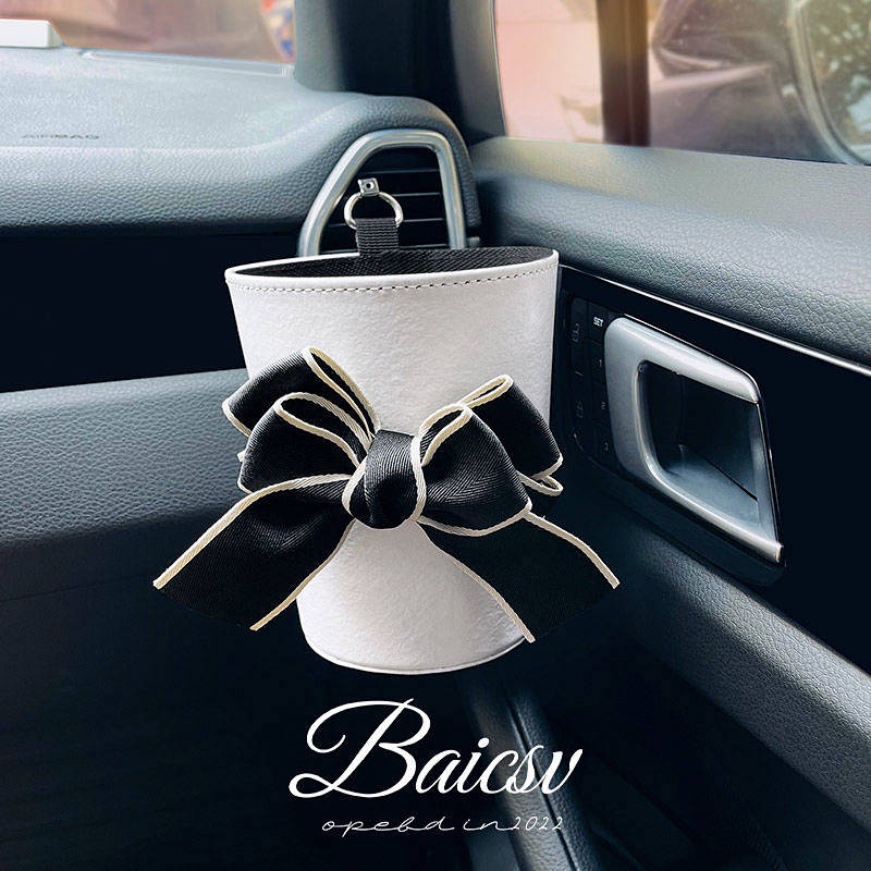 In-Car Trash Can Car Barrel Seat Rear Storage Sundries Air Outlet Female Car Trash Can Hanging tss5