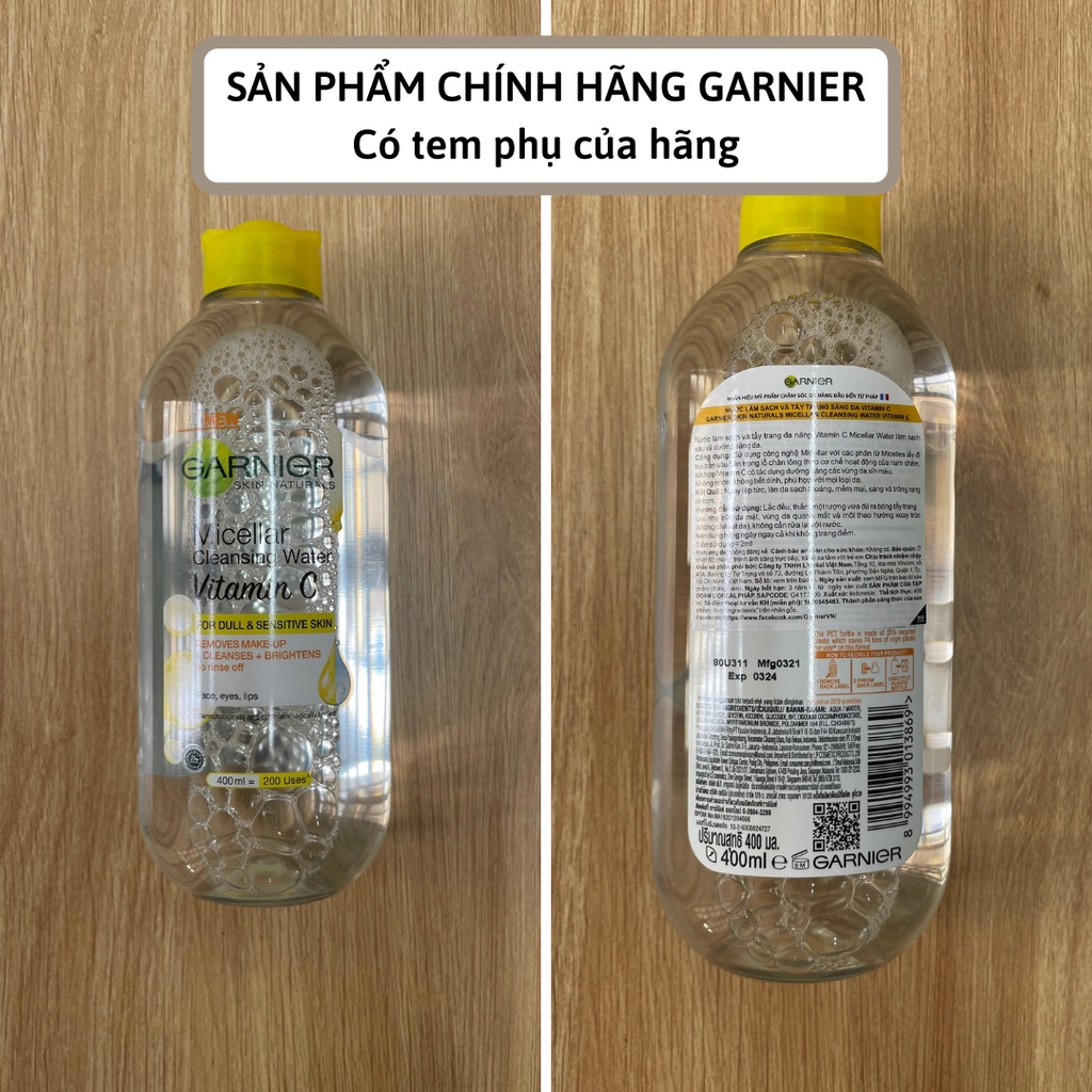 Nước tẩy trang Garnier Micellar Water làm sạch và tẩy trang cho mọi loại da