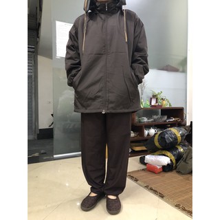 Áo khoác gió lót nỉ có mũ - Phật tử nữ (Nâu)