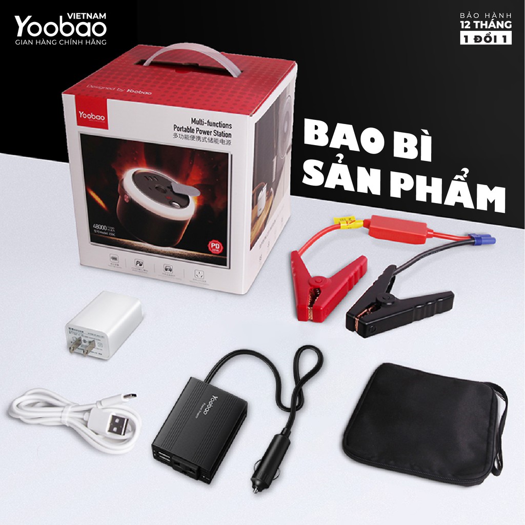 Pin sạc dự phòng 48000mAh Yoobao 150C - Kích nổ ắc quy ô tô - Sạc PD3.0 - Hàng chính hãng - Bảo hành 12 tháng 1 đổi 1