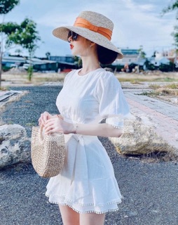 Đầm thô trắng hở lưng🏖 ảnh thật
