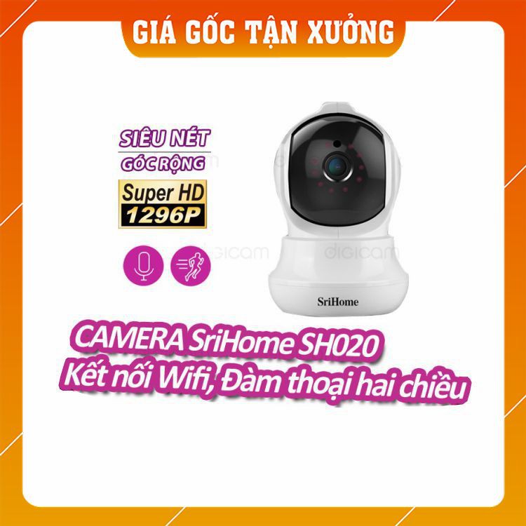 [FreeShip - Bán Sỉ] Camera Srihome SH020 - 3MP FHD - Kết nối wifi - Đàm thoại hai chiều - Phát hiện chuyển động