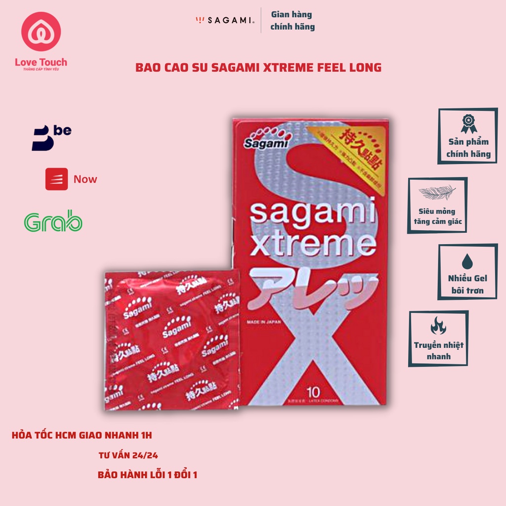 Bao cao su sagami Xtreme Feel Long gân gai siêu mỏng cao cấp - LOVE TOUCH - CHE TÊN SẢN PHẨM