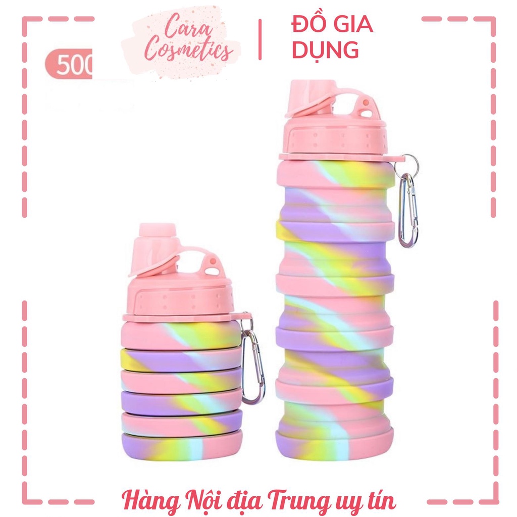 Bình Đựng nước Gấp Gọn Silicone DẺO DAI, CHỊU NHIỆT TỐT bình đựng nước gấp gọn đa kích thước dung tích Max 500