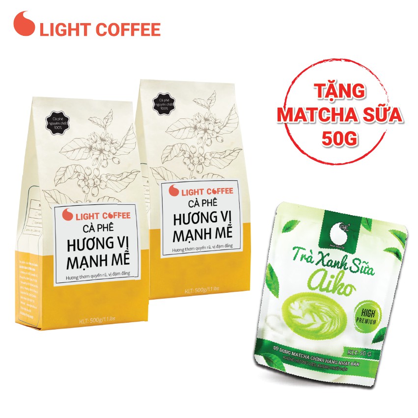 1kg (2 gói) - Cà phê Bột nguyên chất 100% Hương vị mạnh mẽ - Light Coffee