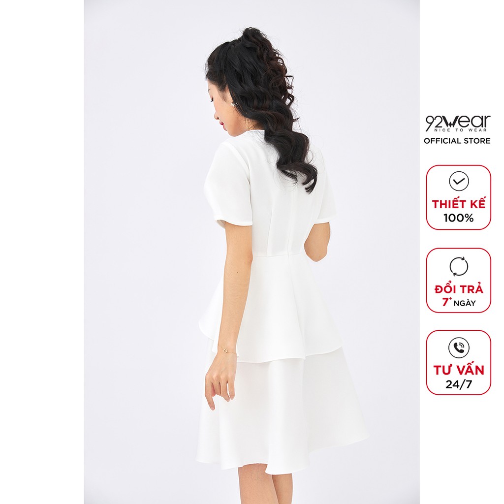 Đầm xòe 2 tầng 92WEAR váy công sở thanh lịch, tôn dáng phái đẹp DEW1088 | BigBuy360 - bigbuy360.vn