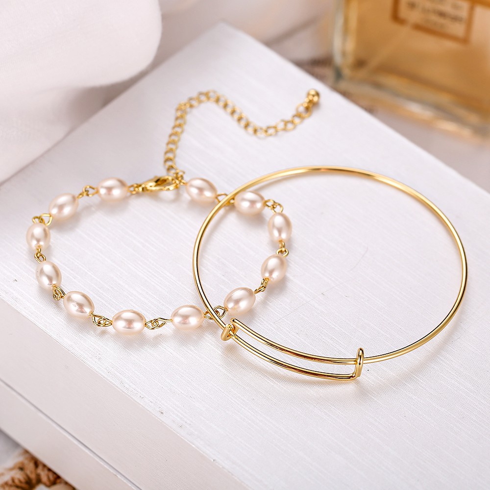 Vòng Tay Nhiều Lớp Đính Ngọc Trai Nhân Tạo Phong Cách Hàn Quốc