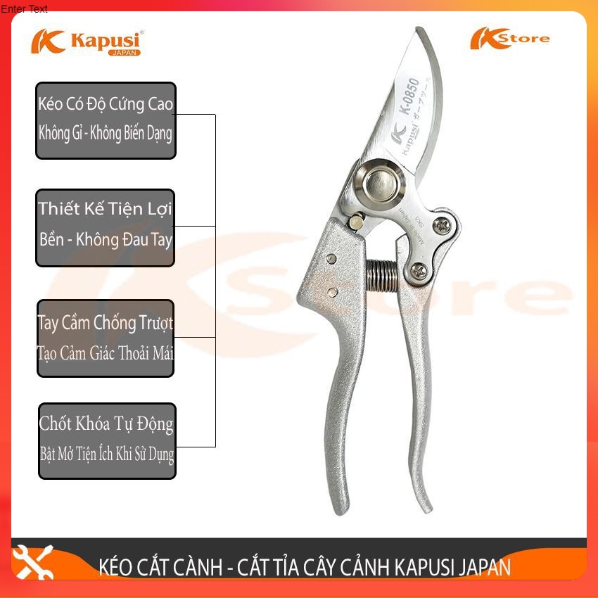 Kéo Cắt Cành Cao Cấp Kapusi Japan K-8618, Kéo Tỉa Cây Cảnh Nhật Bản, Chiều Dài Kéo 200mm
